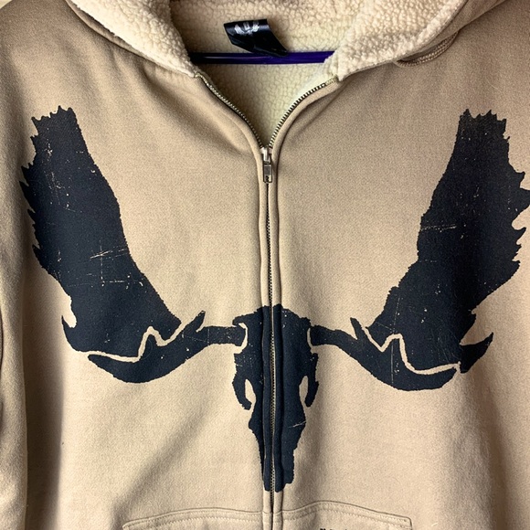 RevelStoke Fleece Hoodie Jacket Full Zip Cotton Blend - Tan - Men's Large - Picture 12 of 12